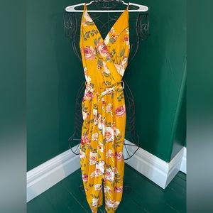 Mustard Yellow Floral Jumpsuit